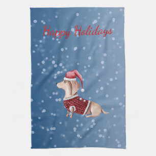 Kersthanddoek Dachshund Kitchen Towel Theedoek