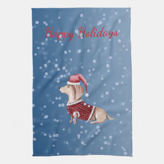 Kersthanddoek Dachshund Kitchen Towel Theedoek (Verticaal)