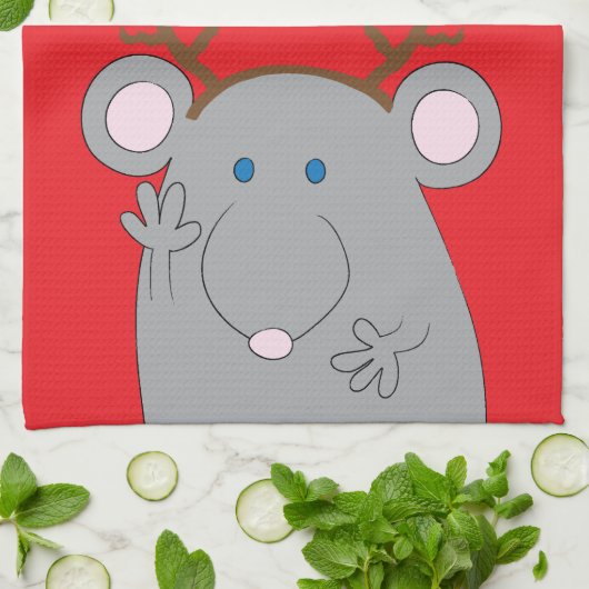 Kersthanddoek "Merry Christmouse" Theedoek (Gevouwen)