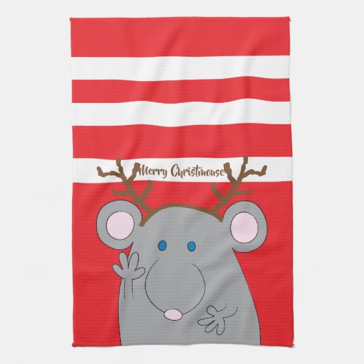 Kersthanddoek "Merry Christmouse" Theedoek (Verticaal)