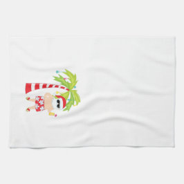 Kersthanddoek met tropische kerstman theedoek