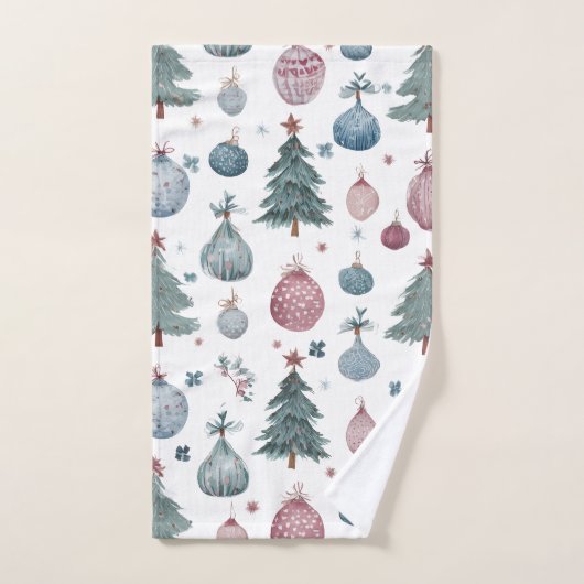 Kersthanddoek met waterverf feestelijk ontwerp handdoek (Handdoek)