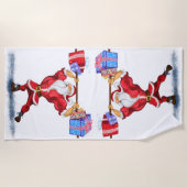 Kersthanddoekdoek Bodybuilder Santa met cadeaus Strandlaken (Voorkant)