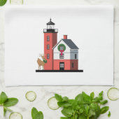 Kersthanddoeken, rondeilanden vuurtoren theedoek (Gevouwen)