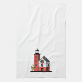 Kersthanddoeken, rondeilanden vuurtoren theedoek
