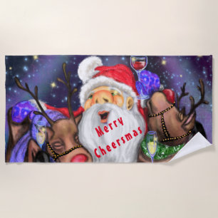 Kersthanddoekhanddoeken, kerstman en rendieren, fl strandlaken