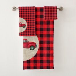 kersthanddoekje met Red Truck Bad Handdoek