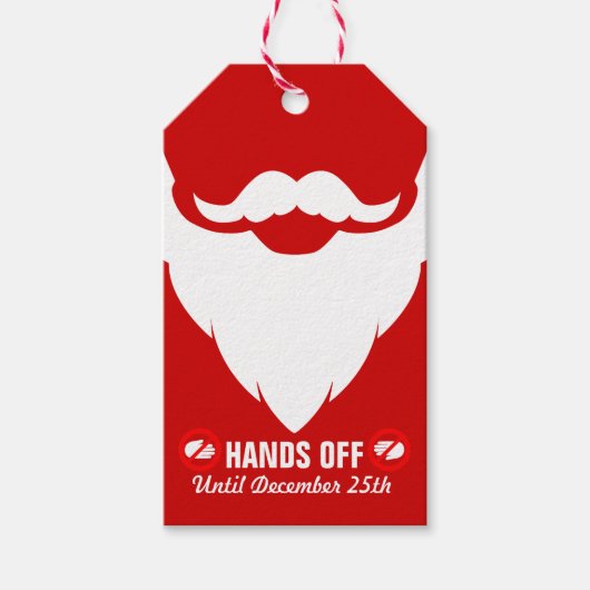 kersthanden van santa beard grafisch cadeau label cadeaulabel (Voorkant)