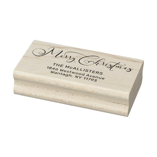 Kersthandgeschreven whimsical Script Address Rubberstempel (Stempel)