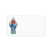 Kersthandschilderen blauw en witte gember jar etiket (Voorkant)