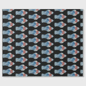 Kersthandschilderen Blauw en Witte Ginger Jar Cadeaupapier (Vlak)