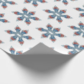 Kersthandschilderen Blauw en Witte Ginger Jar Cadeaupapier (Hoek)