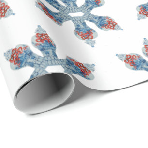 Kersthandschilderen Blauw en Witte Ginger Jar Cadeaupapier