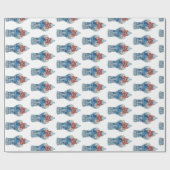 Kersthandschilderen Blauw en Witte Ginger Jar Cadeaupapier (Vlak)