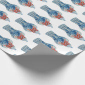 Kersthandschilderen Blauw en Witte Ginger Jar Cadeaupapier (Hoek)