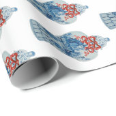 Kersthandschilderen Blauw en Witte Ginger Jar Cadeaupapier (Rol Hoek)