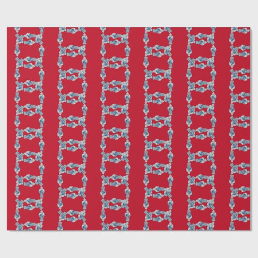 Kersthandschilderen Blauw en Witte Ginger Jar Cadeaupapier (Vlak)