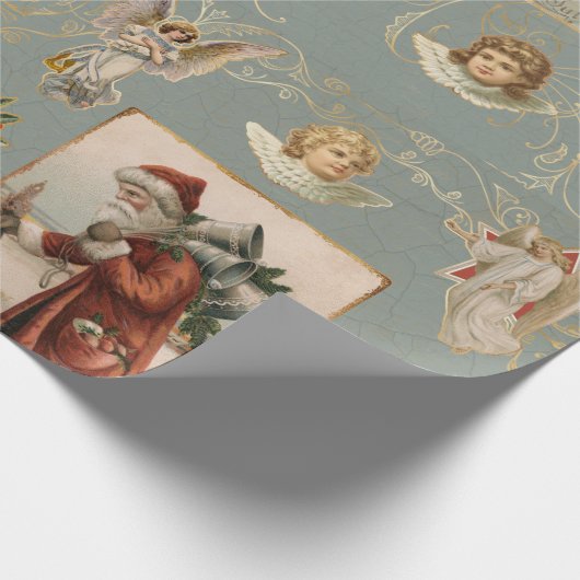 Kersthandschrift met Kerstmis, met de kerstman Cadeaupapier (Hoek)