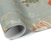 Kersthandschrift met Kerstmis,  met de kerstman Cadeaupapier (Rol Hoek)