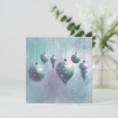 Kersthangende Blauwgroen Baubles Flat Kaart (Staand voorkant)