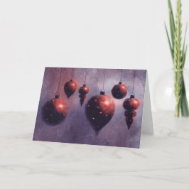 Kersthangende Rode Baubles Folded Holiday Kaart