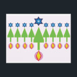 Kersthanukkah Chrismukkah Card Feestdagenkaart<br><div class="desc">Briefkaart kan worden gezien als kerstbomen of Menorah. Draai het gewoon ondersteboven.</div>