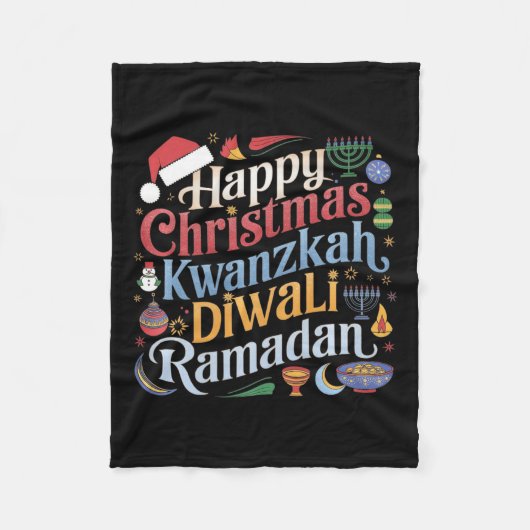 Kersthanukkah Kwanzaa Diwali Ramadan Fleece Deken (Voorkant)