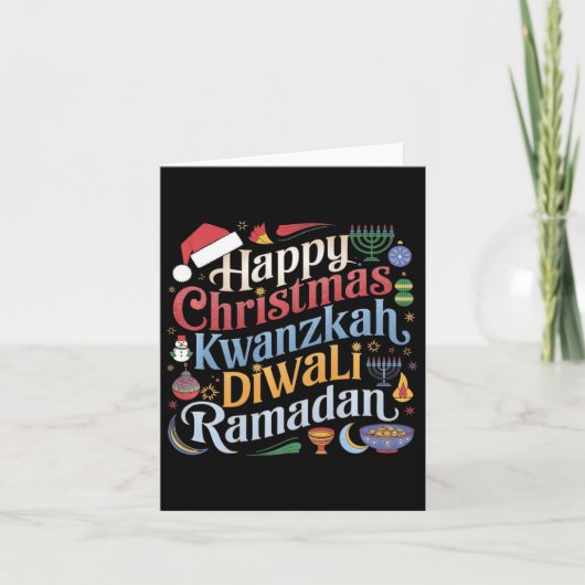 Kersthanukkah Kwanzaa Diwali Ramadan Kaart (Voorkant)