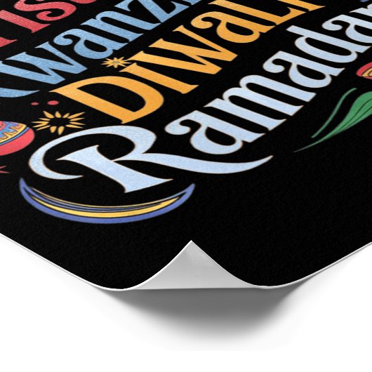 Kersthanukkah Kwanzaa Diwali Ramadan Poster (Hoek)