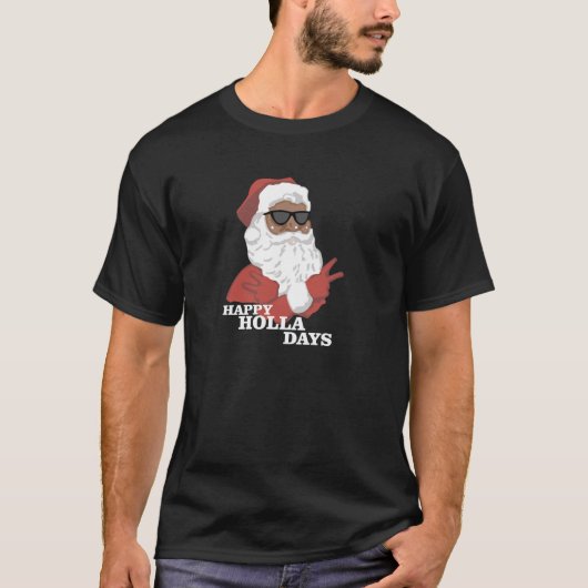 KerstHappy Holla Days Afrikaanse kerstman T-shirt (Voorkant)
