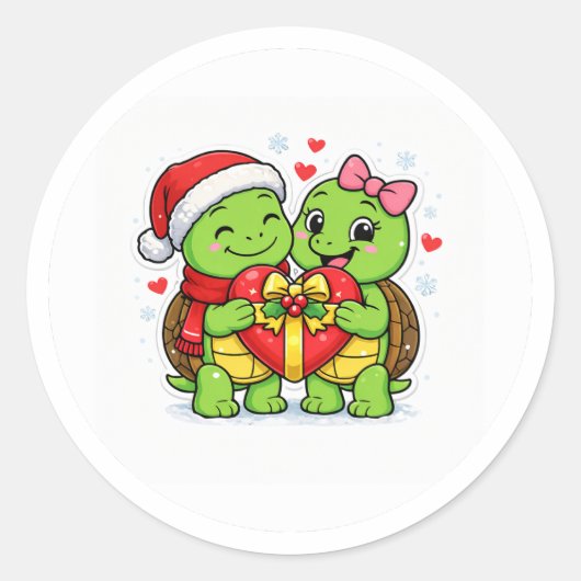 Kersthart Cadeau Ronde Sticker (Voorkant)
