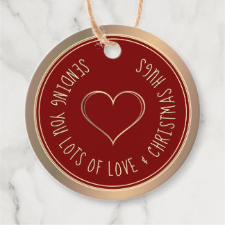 KERSTHART EN KNUFFELS ROOD GOUD CADEAU LABEL