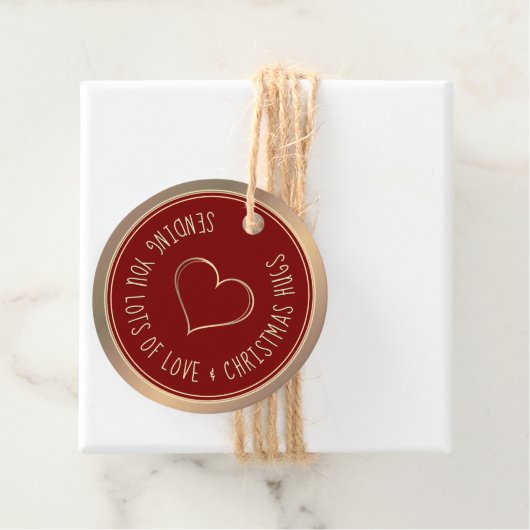 KERSTHART EN KNUFFELS ROOD GOUD CADEAU LABEL (In situ)