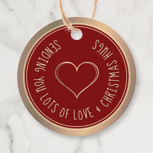 KERSTHART EN KNUFFELS ROOD GOUD CADEAU LABEL (Voorkant)