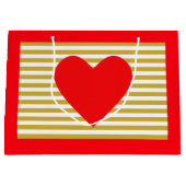 Kersthart en -strepen groot cadeauzakje (Voorkant)