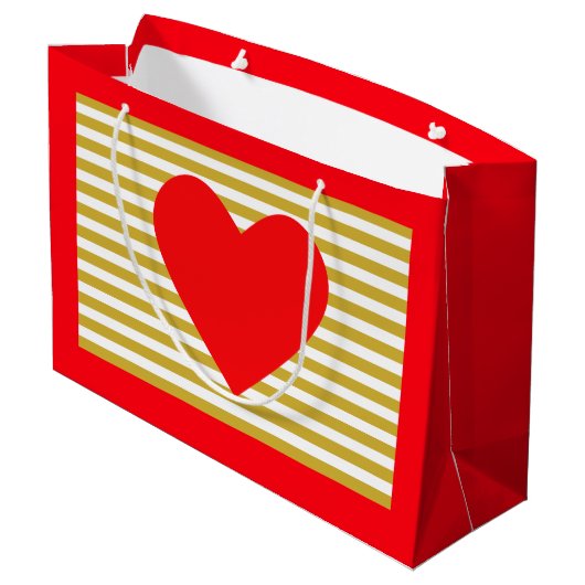 Kersthart en -strepen groot cadeauzakje (Achterkant Gekanteld)