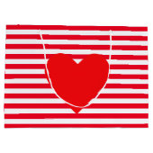 Kersthart op rode witte strepen groot cadeauzakje (Achterkant)