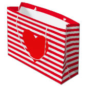 Kersthart op rode witte strepen groot cadeauzakje (Achterkant Gekanteld)