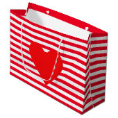 Kersthart op rode witte strepen groot cadeauzakje (Voorkant Gekanteld)