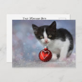 Kersthart Ornament Kitten Feestdagenkaart (Voorkant / Achterkant)