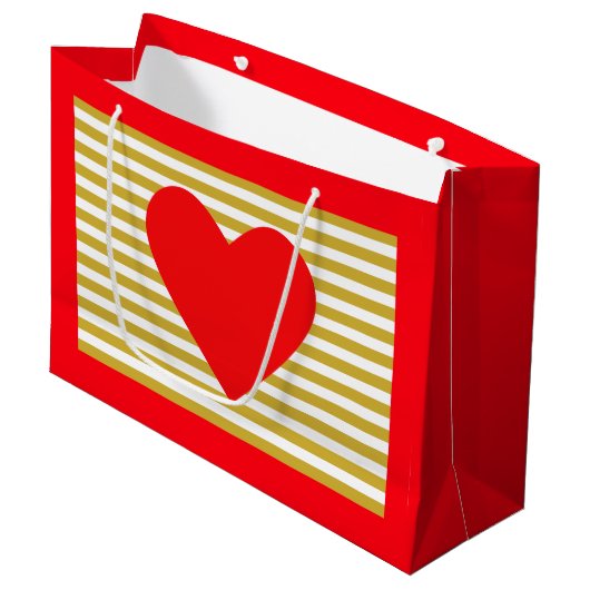 Kersthart & Strepen Groot Cadeauzakje (Voorkant Gekanteld)