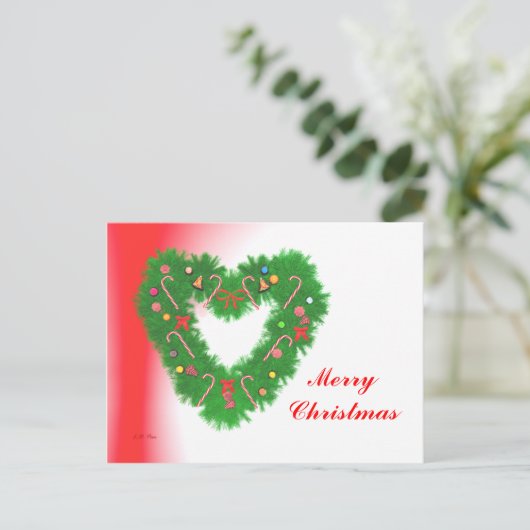 Kersthart Wreath Feestdagenkaart (Staand voorkant)