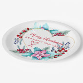 Kersthart Wreath Papieren Bordje (Gekanteld)