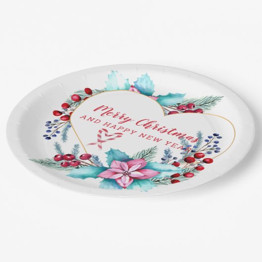 Kersthart Wreath Papieren Bordje (Gekanteld)