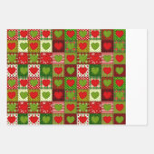 Kersthartjes Patchwork Dekenset Wrappingvellen Inpakpapier Vel (Voorkant 2)
