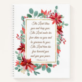 kerstHeer Bless You Bible Verse Poinsettia Notitieboek (Voorkant)