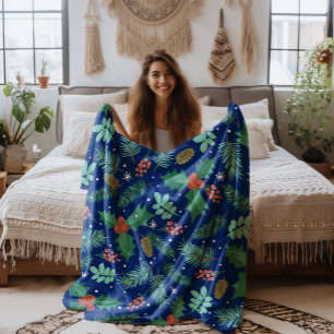 kerstheilig en pijnboomkegelpatroon vlies blaas fleece deken