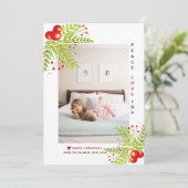 Kerstheilige bessen Vredesliefdesfeestdag Feestdagenkaart (Staand voorkant)