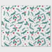 Kerstheilige en hertenpatroon cadeaupapier (Vlak)