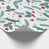 Kerstheilige en hertenpatroon cadeaupapier (Hoek)